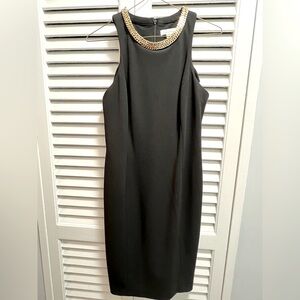 Calvin Klein Black Midi Dress with Chain Detail